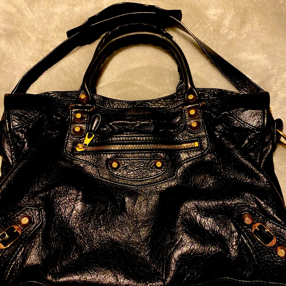 Balenciaga City Bag- Black with gold hardware